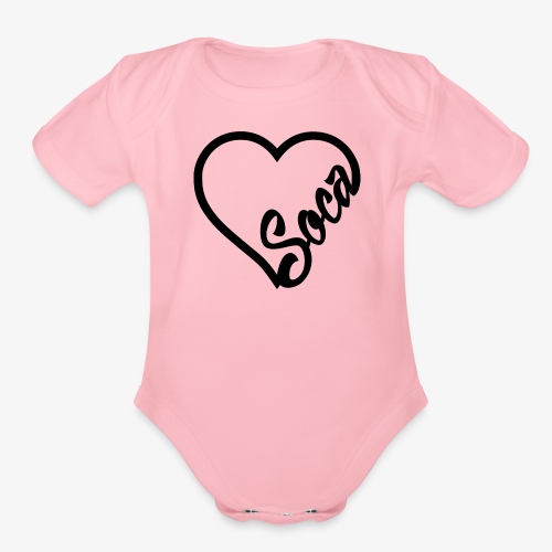 SocaHeart - BLACK - Organic Short Sleeve Baby Bodysuit