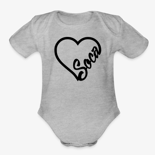 SocaHeart - BLACK - Organic Short Sleeve Baby Bodysuit