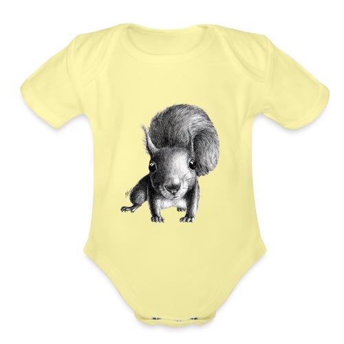 Cute Curious Squirrel - Organic Short Sleeve Baby Bodysuit