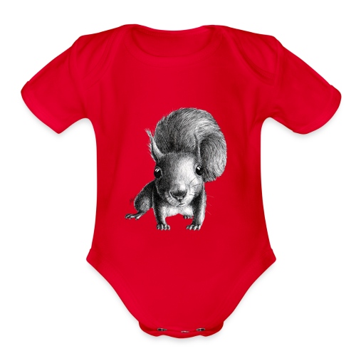 Cute Curious Squirrel - Organic Short Sleeve Baby Bodysuit