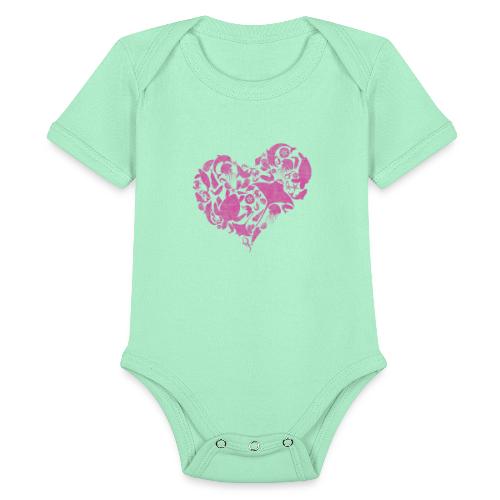 Coastal Heart. Pink - Organic Short Sleeve Baby Bodysuit