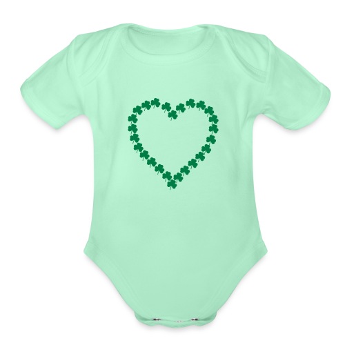 shamrock heart - Organic Short Sleeve Baby Bodysuit