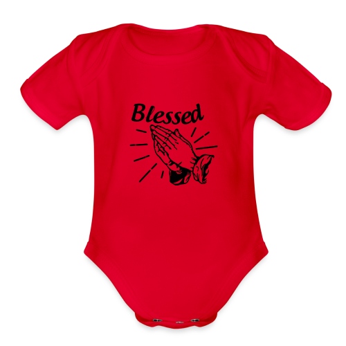 Blessed - Alt. Design (Black Letters) - Organic Short Sleeve Baby Bodysuit