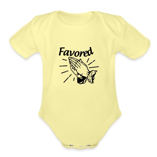 Favored - Alt. Design (Black Letters) - Organic Short Sleeve Baby Bodysuit