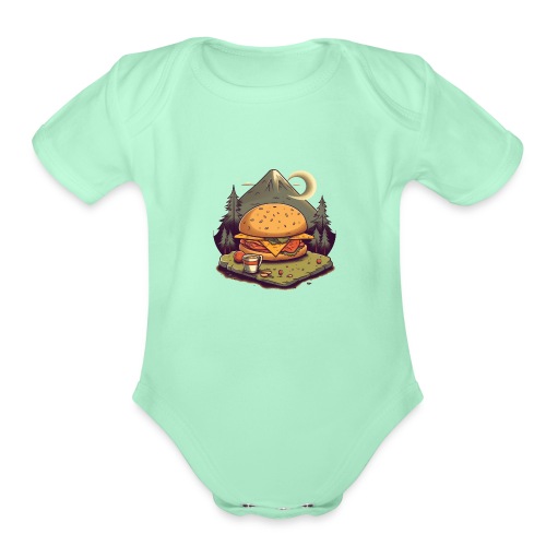 Cheeseburger Campout - Organic Short Sleeve Baby Bodysuit