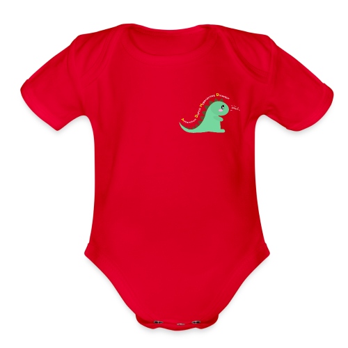 Attention Deficit Hyperactive Dinosaur (Corner) - Organic Short Sleeve Baby Bodysuit