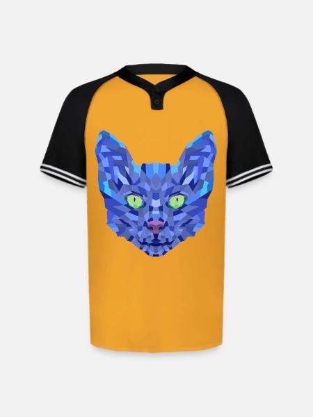 Blue cat face - Augusta Sportswear Men's Cutter Henley Jersey - gold/black