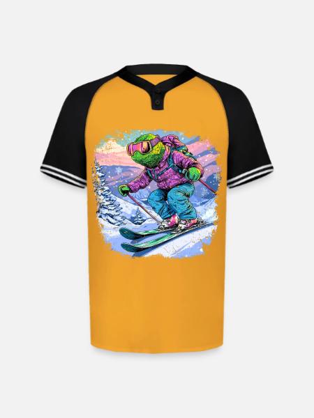 Chameleons Ski / Skiers Chameleon - Augusta Sportswear Men's Cutter Henley Jersey - gold/black