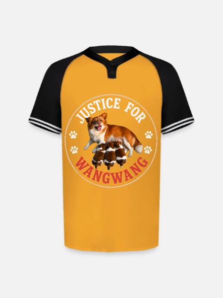 Justice For Wangwang Dog - Augusta Sportswear Men's Cutter Henley Jersey - gold/black