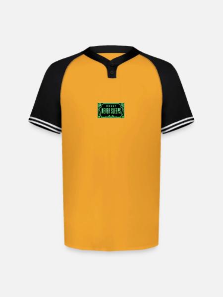 Neon Money Never Sleeps Sign - Augusta Sportswear Men's Cutter Henley Jersey - gold/black
