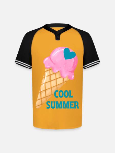 Ice Cream Heart Summer Vibe - Augusta Sportswear Men's Cutter Henley Jersey - gold/black