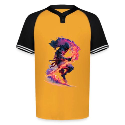 Flaming Ninja Warrior Fantasy Design - Augusta Sportswear Men's Cutter Henley Jersey