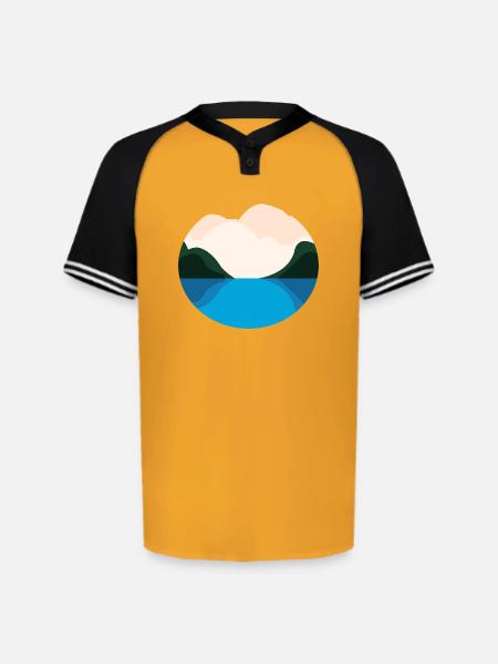 Lake Landscape - Augusta Sportswear Men's Cutter Henley Jersey - gold/black