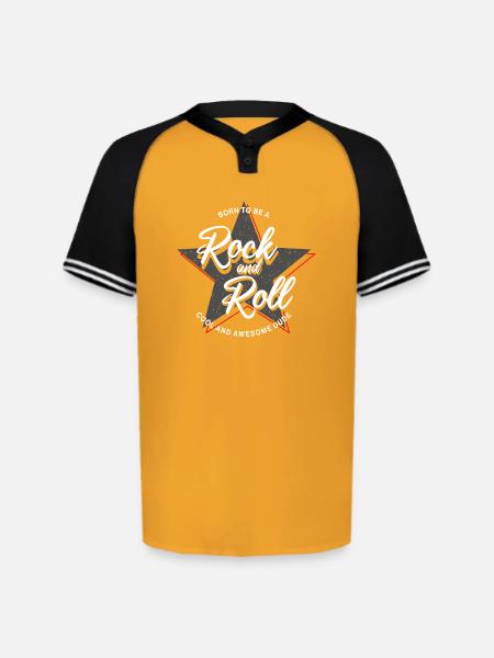 Born to Rock and Roll Star Design - Augusta Sportswear Men's Cutter Henley Jersey - gold/black