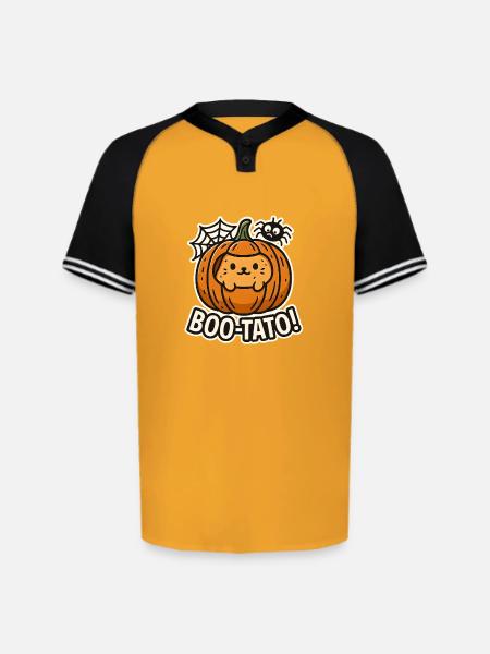 Pumpkin Boo-Tato Cute Halloween - Augusta Sportswear Men's Cutter Henley Jersey - gold/black
