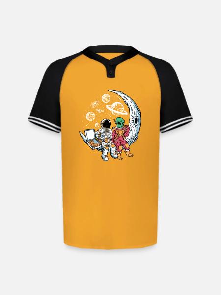 Cosmic Pizza Break - Augusta Sportswear Men's Cutter Henley Jersey - gold/black