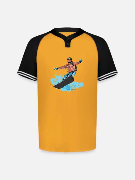 Snowboard Jump Neon Splash - Augusta Sportswear Men's Cutter Henley Jersey - gold/black