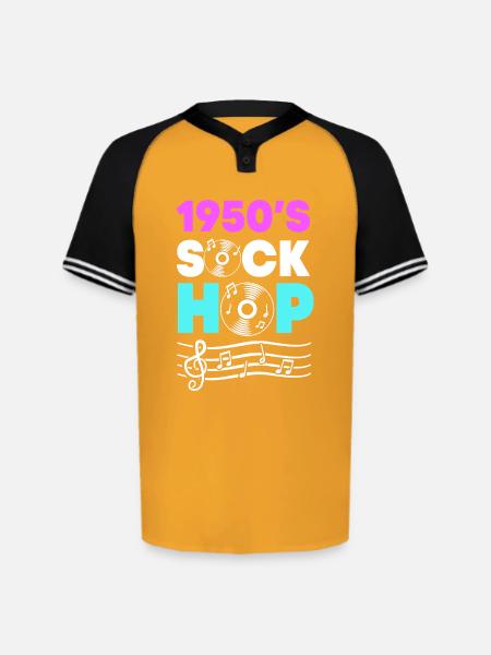 Retro Sock Hop Dancer - Augusta Sportswear Men's Cutter Henley Jersey - gold/black