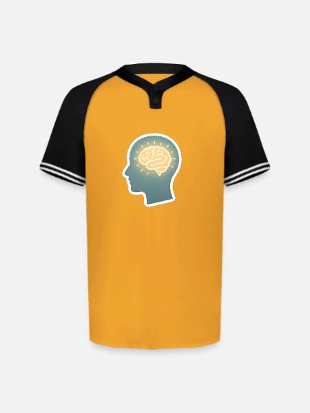 Neon Brain Glow Silhouette - Augusta Sportswear Men's Cutter Henley Jersey - gold/black