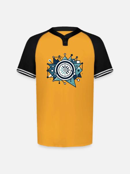 Circuit Starburst Emblem - Augusta Sportswear Men's Cutter Henley Jersey - gold/black