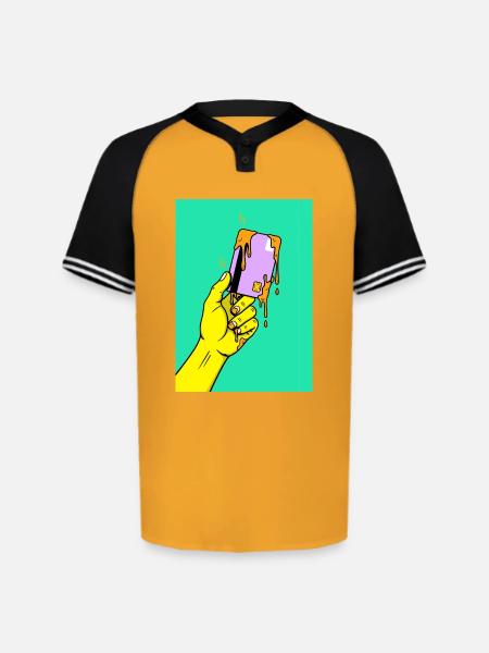 Melting Tech Pop Art Hand - Augusta Sportswear Men's Cutter Henley Jersey - gold/black