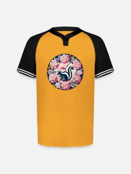 Hydrangea Circle Skunk Motif - Augusta Sportswear Men's Cutter Henley Jersey - gold/black