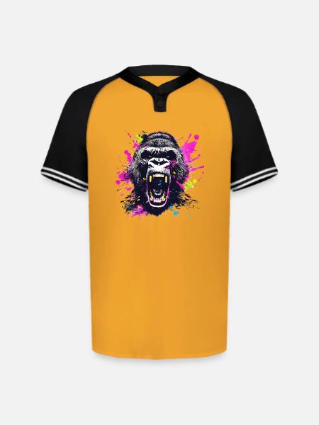 Neon Splash Gorilla Roar - Augusta Sportswear Men's Cutter Henley Jersey - gold/black