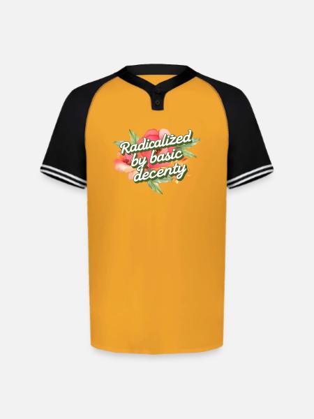 Radicalized by Basic Decency - Augusta Sportswear Men's Cutter Henley Jersey - gold/black