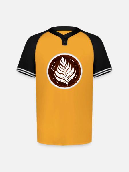 Latte Art Leaf Cappuccino Design - Augusta Sportswear Men's Cutter Henley Jersey - gold/black