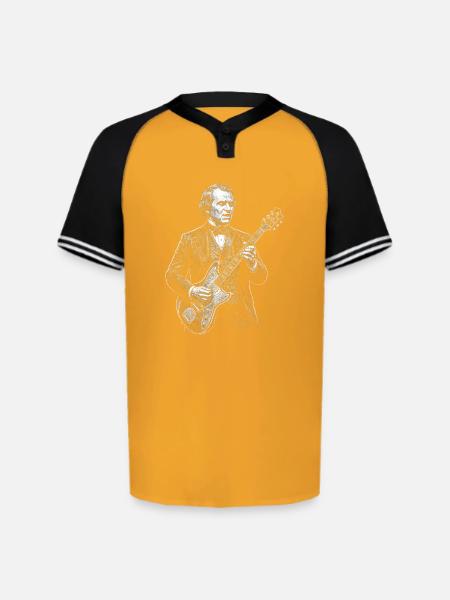 Andrew Johnson Guitarist Portrait  - Augusta Sportswear Men's Cutter Henley Jersey - gold/black