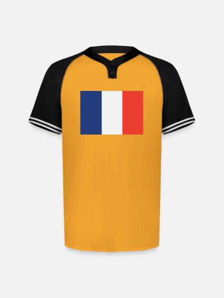 Vertical French Flag Trio - Augusta Sportswear Men's Cutter Henley Jersey - gold/black