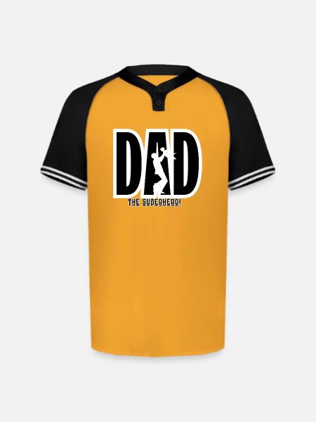 Dad Superhero Silhouette - Augusta Sportswear Men's Cutter Henley Jersey - gold/black