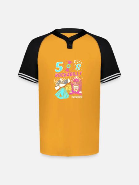 Sock Hop Party Rockabilly - Augusta Sportswear Men's Cutter Henley Jersey - gold/black