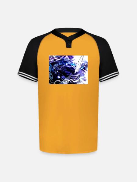 Moonlit Oni Blade - Augusta Sportswear Men's Cutter Henley Jersey - gold/black
