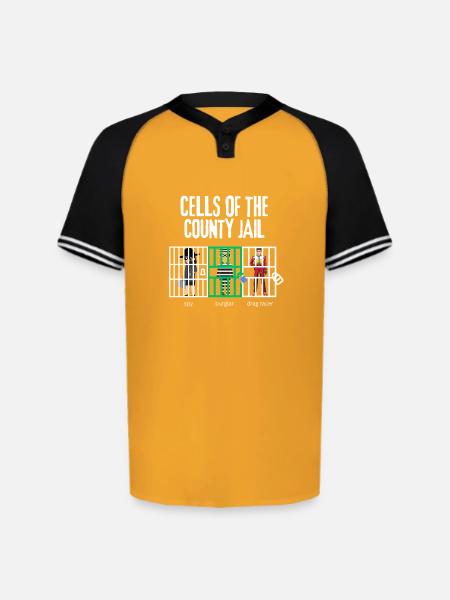 Cellblock Trio Jail Scene - Augusta Sportswear Men's Cutter Henley Jersey - gold/black