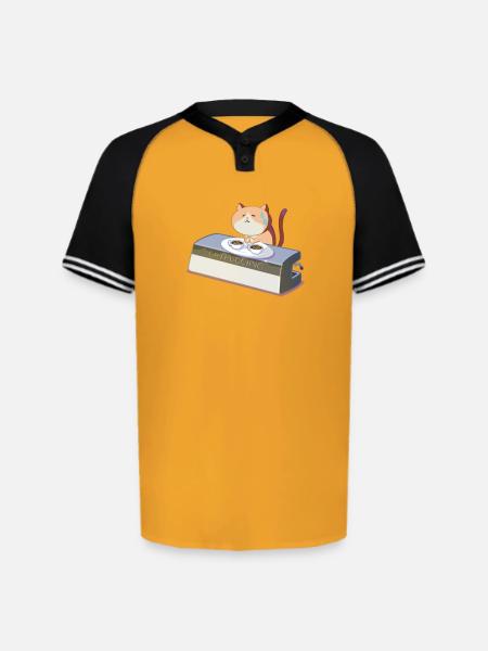 PanicMeow - Augusta Sportswear Men's Cutter Henley Jersey - gold/black