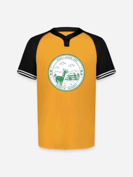 Nara Eki Art - Augusta Sportswear Men's Cutter Henley Jersey - gold/black