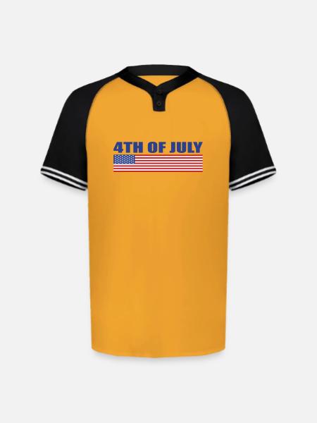 4Th Of July - Augusta Sportswear Men's Cutter Henley Jersey - gold/black