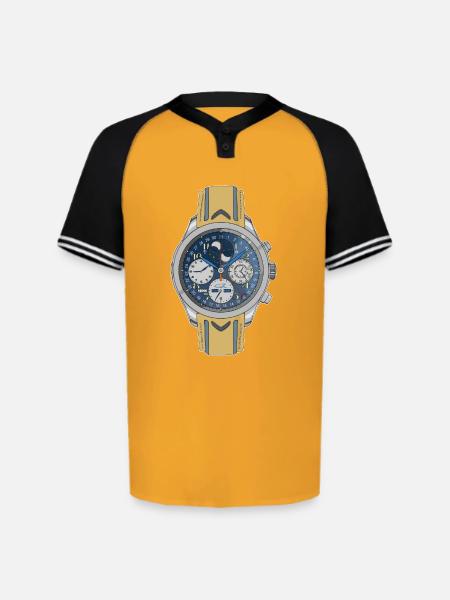 Moonphase Chrono Blue Dial Watch - Augusta Sportswear Men's Cutter Henley Jersey - gold/black