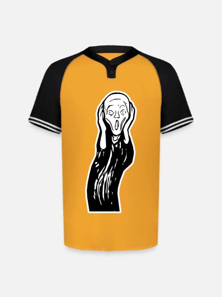 Scream Face - Augusta Sportswear Men's Cutter Henley Jersey - gold/black