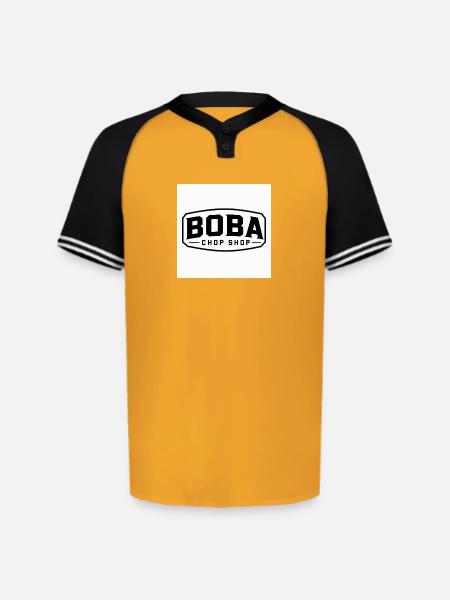 Boba Chop Shop Logo - Augusta Sportswear Men's Cutter Henley Jersey - gold/black