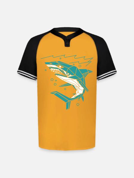 Polygon Shark - Augusta Sportswear Men's Cutter Henley Jersey - gold/black