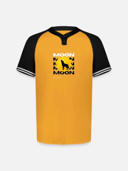 Howling Wolf Full Moon Graphic - Augusta Sportswear Men's Cutter Henley Jersey - gold/black