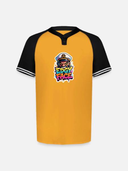Edgy Face Sailor - Augusta Sportswear Men's Cutter Henley Jersey - gold/black