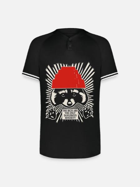 Raccoon DEVO Hat Poster – Bold Political Art Print - Augusta Sportswear Men's Cutter Henley Jersey - black/white