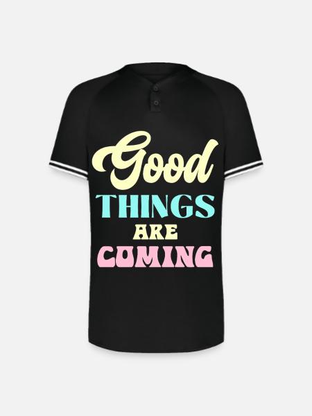 Good Things Are Coming - Augusta Sportswear Men's Cutter Henley Jersey - black/white