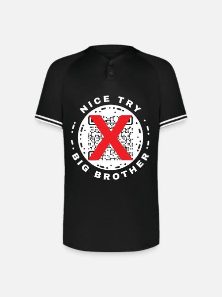 Nice Try Big Brother Privacy QR Code Design - Augusta Sportswear Men's Cutter Henley Jersey - black/white