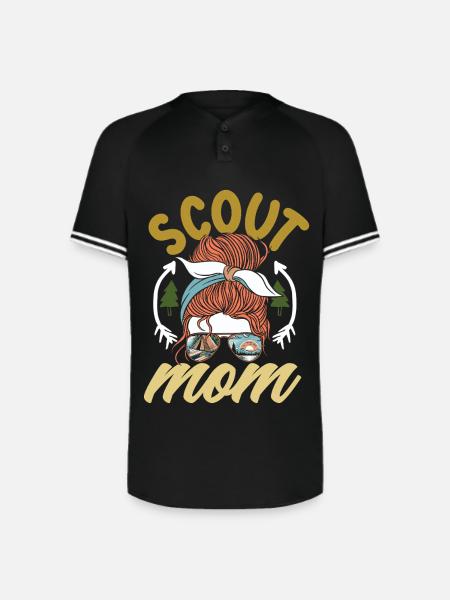 Messy Bun Scout Mom Scouting Mother - Augusta Sportswear Men's Cutter Henley Jersey - black/white