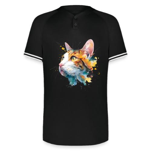 Cat: Feline Ink Burst - Augusta Sportswear Men's Cutter Henley Jersey