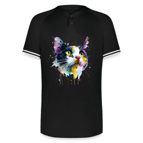 Cat: Painted Purr Expression - Augusta Sportswear Men's Cutter Henley Jersey